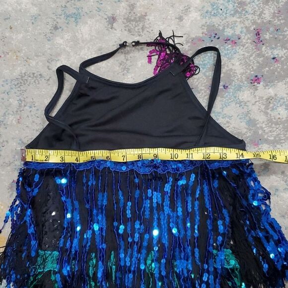 Weissman Sequin Scroll Mesh Fringe Biketard Style 10926 Size S - Picture 12 of 14